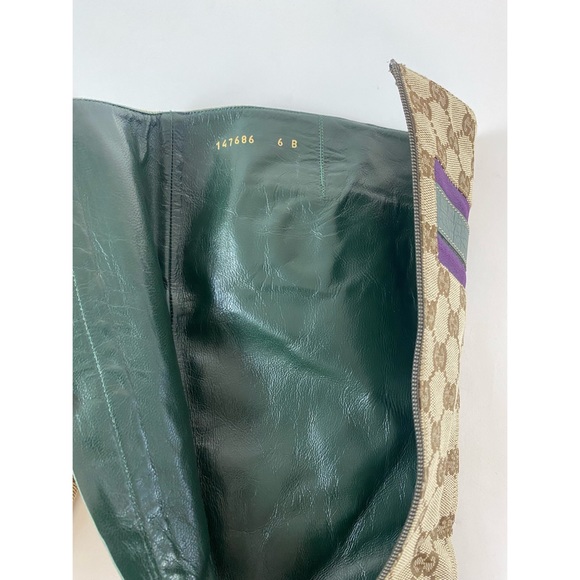 Gucci GG Signature Monogram Horse Bit Canvas Knee-High Heeled Cloth Boots - Picture 5 of 7